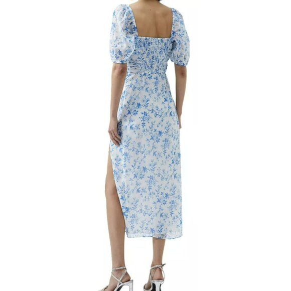 French Connection Catrina Floral Puff Sleeve Midi Dress Small NWT - Picture 3 of 10